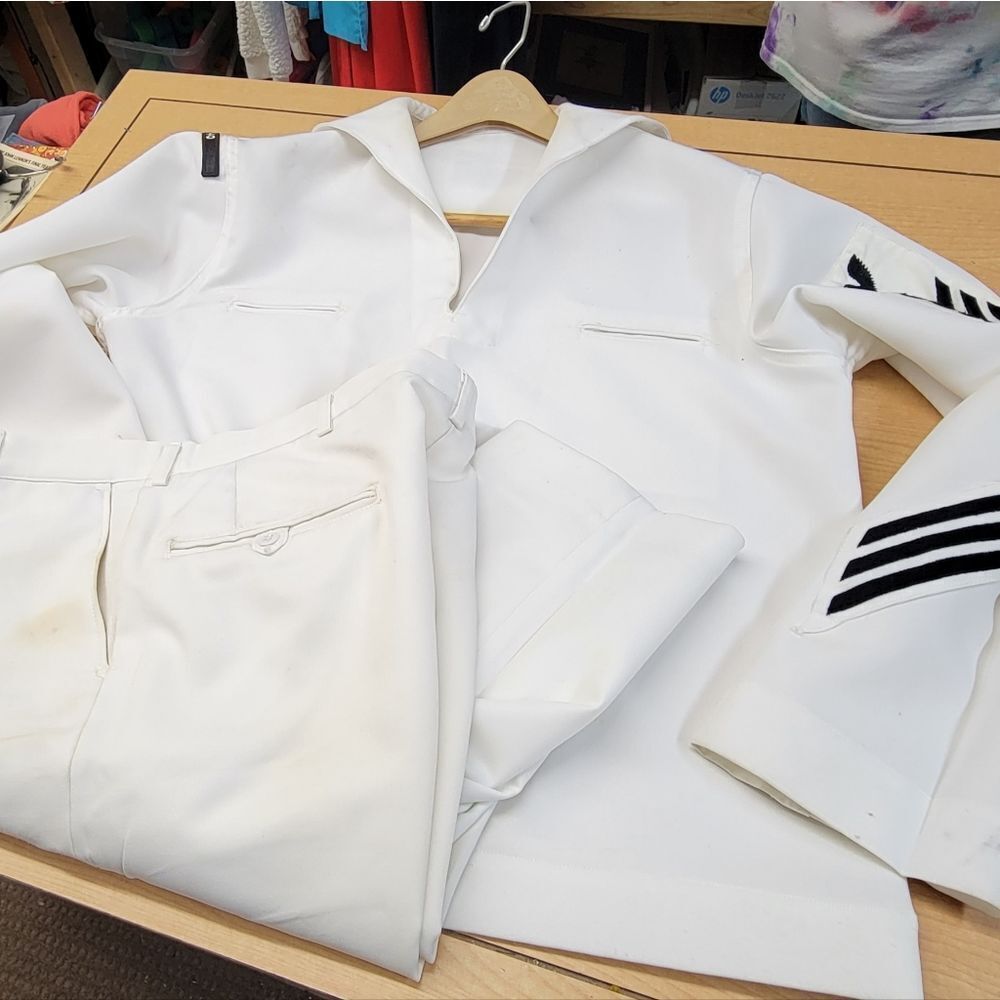 Vietnam Era US Navy 1st class E6 petty officer Seabee dress whites uniform.  #7